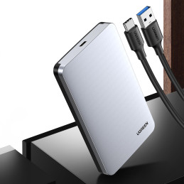 Ugreen CM300 70499 skyrius 2,5 colio SATA 3.0 6Gbps kietajam diskui – pilkas + USB-C – USB-C laidas 0,5 m