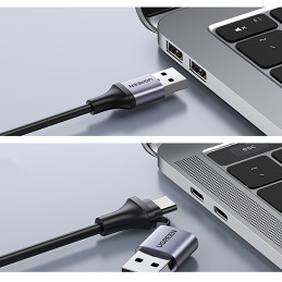 Ugreen CM489 40189 HDMI adapteris (moteriškas) – USB-A / USB-C (vyriškas) – pilkas