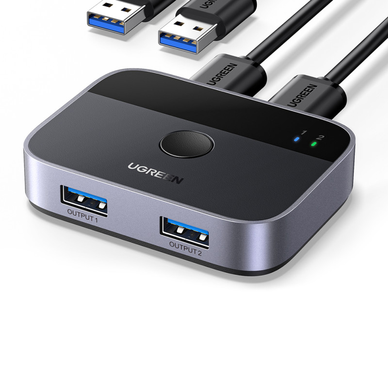 Ugreen CM757 2in1 adapteris 2x USB-A 3.0 (įvestis) / 2x USB-A (išvestis) - pilka
