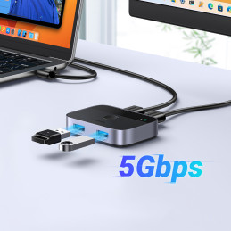 Ugreen CM757 2in1 adapteris 2x USB-A 3.0 (įvestis) / 2x USB-A (išvestis) - pilka