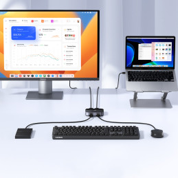 Ugreen CM757 2in1 adapteris 2x USB-A 3.0 (įvestis) / 2x USB-A (išvestis) - pilka