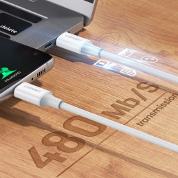 Ugreen US264 60518 USB-C / USB-C PD QC AFC kabelis 1 m – baltas