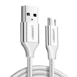 Ugreen US290 60153 USB-A / micro USB 2.4A kabelis 2m - baltas
