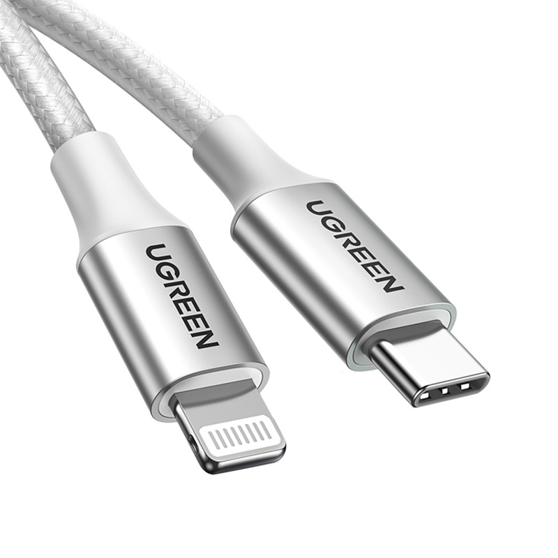 Ugreen US304 70523 USB-C / Lightning MFi kabelis 1m - sidabrinis