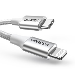 Ugreen US304 70523 USB-C / Lightning MFi kabelis 1m - sidabrinis