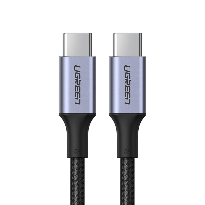 Ugreen US316 70428 USB-C – USB-C PD QC FCP kabelis 100W 5A 480Mb/ s 1,5m – pilkas