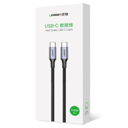 Ugreen US316 70428 USB-C – USB-C PD QC FCP kabelis 100W 5A 480Mb/ s 1,5m – pilkas