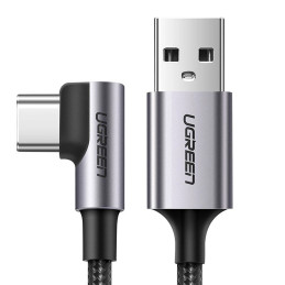 Ugreen US284 70255 USB-A (tiesus) / USB-C (kampinis) kabelis 3A 3m - pilkas