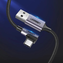 Ugreen US284 70255 USB-A (tiesus) / USB-C (kampinis) kabelis 3A 3m - pilkas