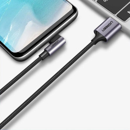 Ugreen US284 70255 USB-A (tiesus) / USB-C (kampinis) kabelis 3A 3m - pilkas