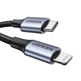Ugreen US304 60760 Lightning – USB-C 2.0 MFi laidas, 1,5 m – pilkas