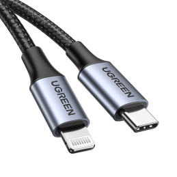 Ugreen US304 60760 Lightning – USB-C 2.0 MFi laidas, 1,5 m – pilkas
