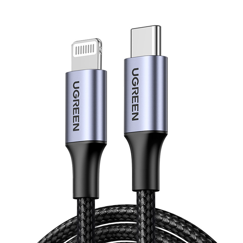 Ugreen US304 60759 Lightning – USB-C 2.0 MFi laidas, 1 m – pilkas