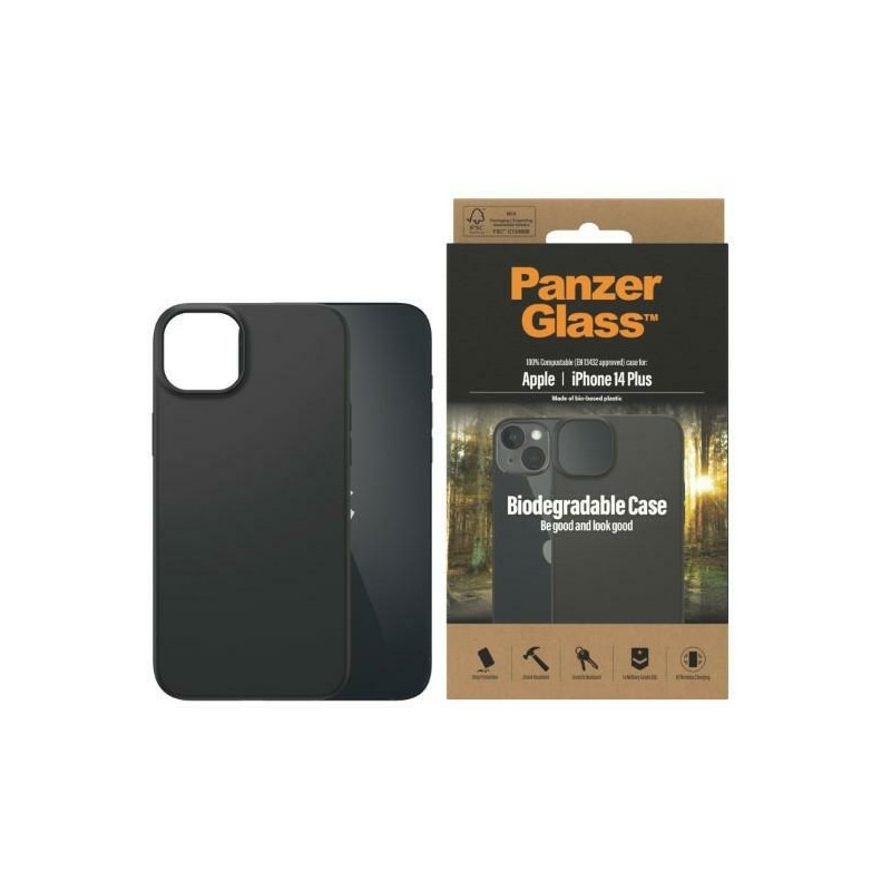 Biologiškai suyrantis PanzerGlass dėklas, skirtas iPhone 14 Plus / 15 Plus – juodas