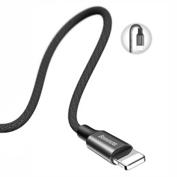 Baseus Yiven audinio pintas USB kabelis / Lightning 1,8M juodas (CALYW-A01)