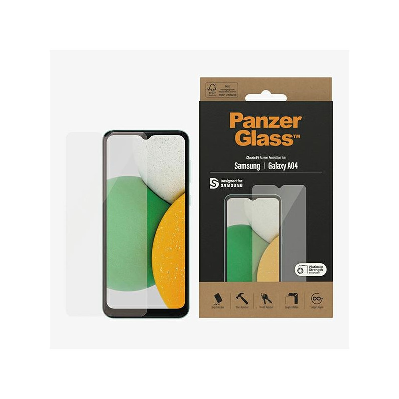 PanzerGlass Classic Fit antibakterinis stiklas, skirtas Samsung Galaxy A04