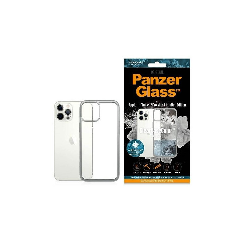 PanzerGlass ClearCase dėklas iPhone 12 Pro Max - skaidrus ir sidabrinis