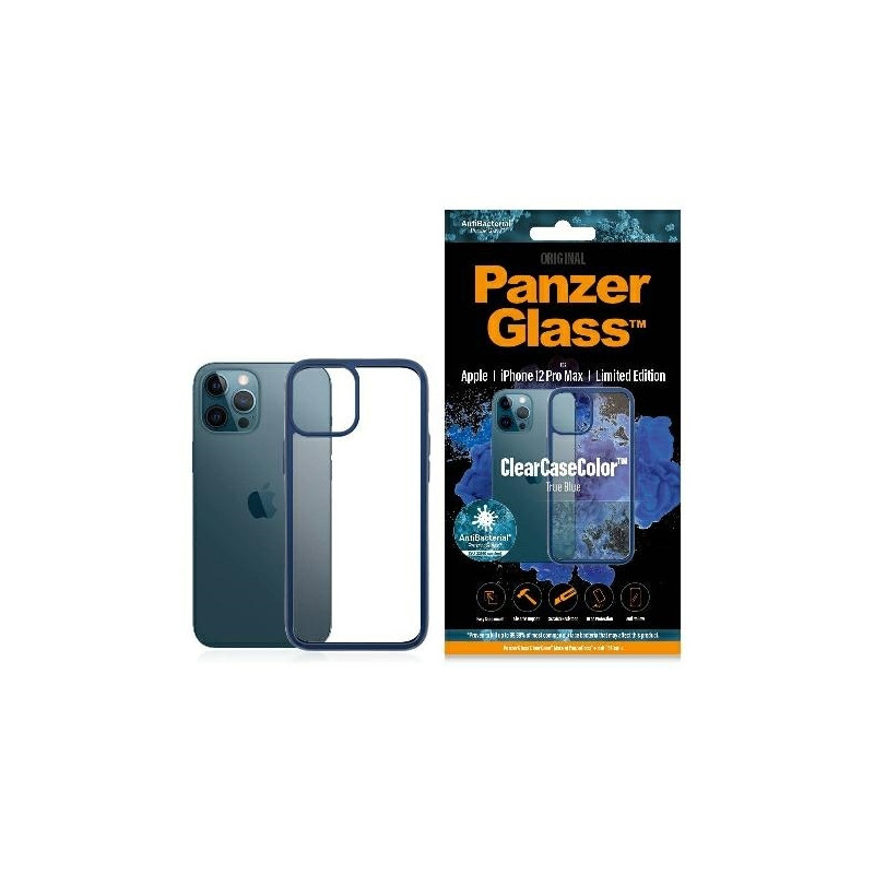 PanzerGlass ClearCase dėklas, skirtas iPhone 12 Pro Max - skaidrus ir mėlynas