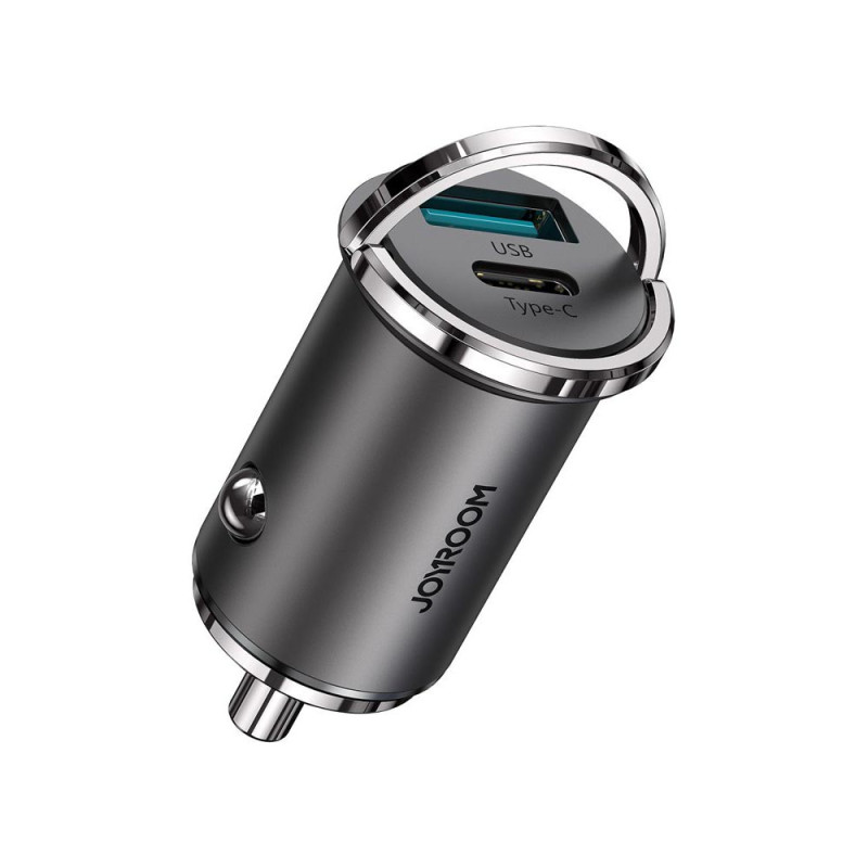 Joyroom greitas automobilinis įkroviklis C tipo USB / USB 45 W 5 A maitinimo tiekimo greitas įkrovimas 3.0 AFC SCP pilka...