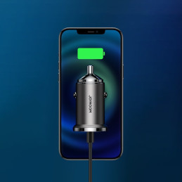 Joyroom greitas automobilinis įkroviklis C tipo USB / USB 45 W 5 A maitinimo tiekimo greitas įkrovimas 3.0 AFC SCP pilka...