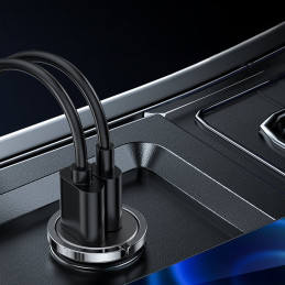 Joyroom greitas automobilinis įkroviklis C tipo USB / USB 45 W 5 A maitinimo tiekimo greitas įkrovimas 3.0 AFC SCP pilka...