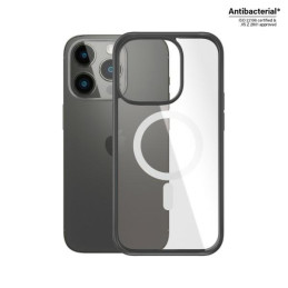 PanzerGlass ClearCase dėklas su MagSafe antibakteriniu iPhone 14 Pro - skaidrus ir juodas