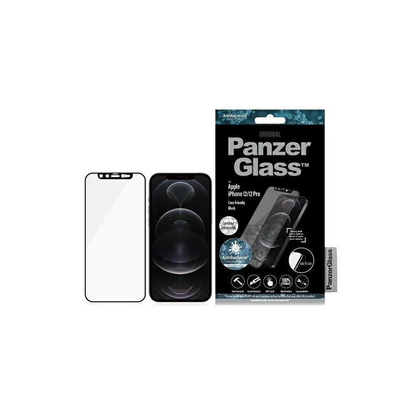 PanzerGlass E2E mikrolūžių antibakterinis stiklas su Swarovsky Crystal kameros dangteliu, skirtas iPhone 12/ 12 Pro – su...