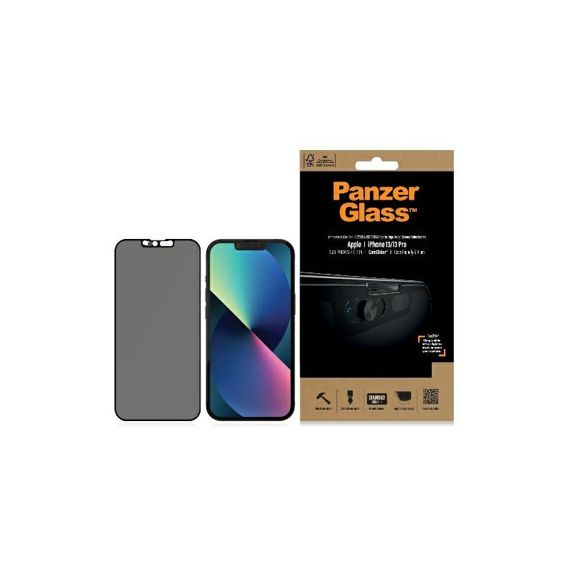 „PanzerGlass E2E Microfracture“ antibakterinis privatus stiklas su fotoaparato apsauga, skirtas „iPhone 13/ 13 Pro“ – su...