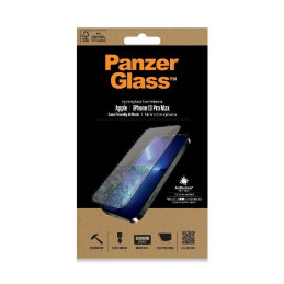 PanzerGlass E2E Microfracture antibakterinis stiklas skirtas iPhone 13 Pro Max - su juodu rėmeliu