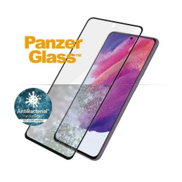 PanzerGlass E2E Microfracture antibakterinis stiklas, skirtas Samsung Galaxy S21 FE - su juodu rėmeliu