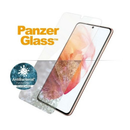 PanzerGlass E2E Microfracture antibakterinis stiklas, skirtas Samsung Galaxy S21 - su juodu rėmeliu