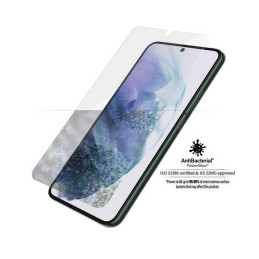 PanzerGlass E2E Microfracture antibakterinis stiklas, skirtas Samsung Galaxy S22+ - su juodu rėmeliu