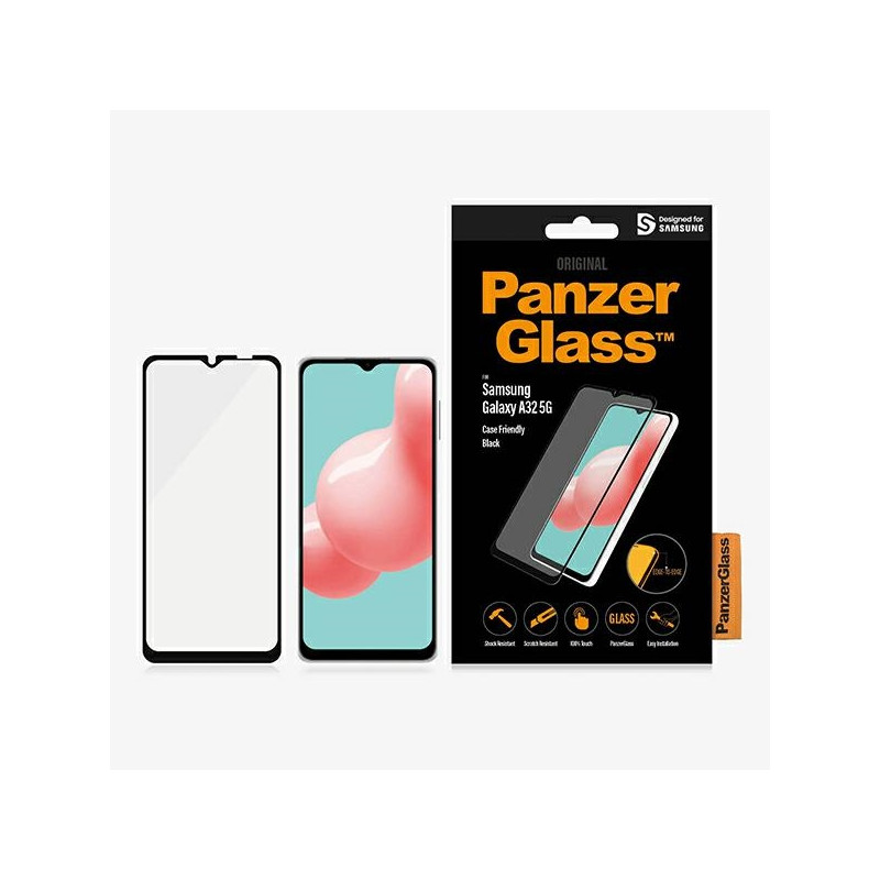 PanzerGlass E2E Įprastas grūdintas stiklas, skirtas Samsung Galaxy A33 5G - su juodu rėmeliu