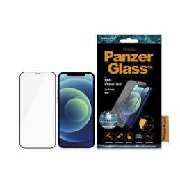 PanzerGlass E2E Super+ Microfracture antibakterinis grūdintas stiklas skirtas iPhone 12 mini - su juodu rėmeliu