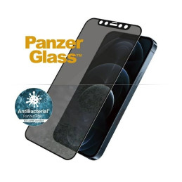 PanzerGlass E2E Super+ Microfracture antibakterinis grūdintas stiklas, skirtas iPhone 12 Pro Max – su juodu rėmeliu