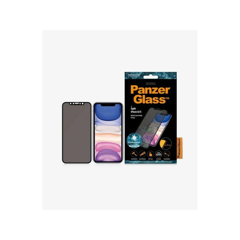 PanzerGlass E2E Super+ privatumo grūdintas stiklas, skirtas iPhone XR / 11 - su juodu rėmeliu