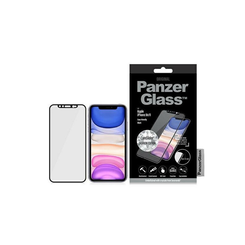 PanzerGlass E2E Super+ grūdintas stiklas su fotoaparato dangteliu su Swarovski kristalu, skirtas iPhone XR / 11 - su juo...