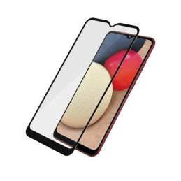 PanzerGlass E2E Super+ antibakterinis grūdintas stiklas, skirtas Samsung Galaxy A02s - su juodu rėmeliu