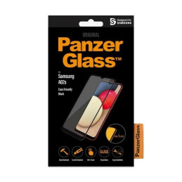 PanzerGlass E2E Super+ antibakterinis grūdintas stiklas, skirtas Samsung Galaxy A02s - su juodu rėmeliu