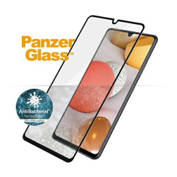 PanzerGlass E2E Super+ antibakterinis grūdintas stiklas, skirtas Samsung Galaxy A42 5G - su juodu rėmeliu