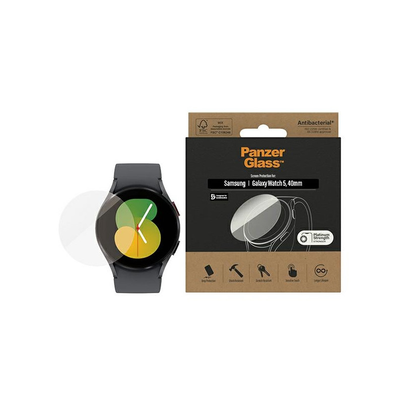Antibakterinė PanzerGlass ekrano apsauga, skirta Samsung Galaxy Watch Classic 5 40 mm
