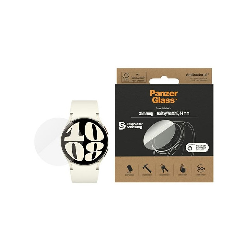 Antibakterinė PanzerGlass ekrano apsauga, skirta Samsung Galaxy Watch 6 44 mm