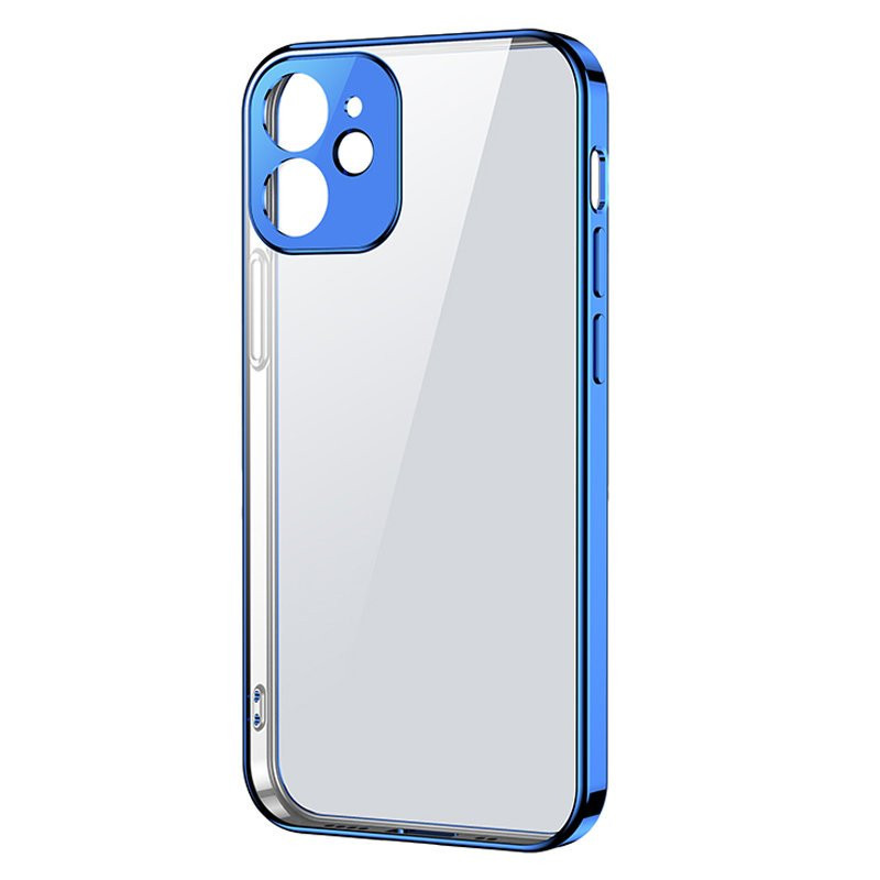 Joyroom New Beauty Series itin plonas skaidrus dėklas su metaliniu rėmeliu, skirtas iPhone 12 Pro tamsiai mėlynas (JR-BP...