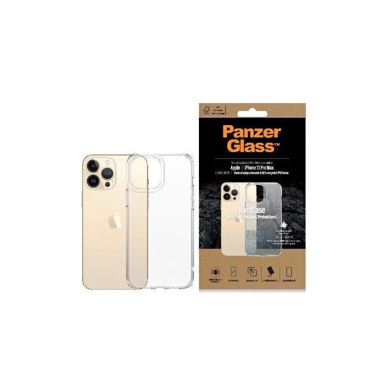 PanzerGlass HardCase antibakterinis karinio lygio sertifikuotas dėklas, skirtas iPhone 13 Pro Max - skaidrus