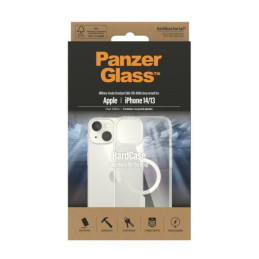 PanzerGlass kietas dėklas su MagSafe antibakteriniu karinio lygio sertifikuotu dėklu iPhone 14/ 15/ 13 – skaidrus