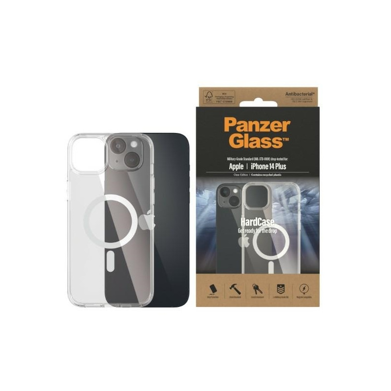 PanzerGlass kietas dėklas su MagSafe antibakteriniu karinio lygio sertifikuotu dėklu, skirtas iPhone 14 Plus / 15 Plus –...