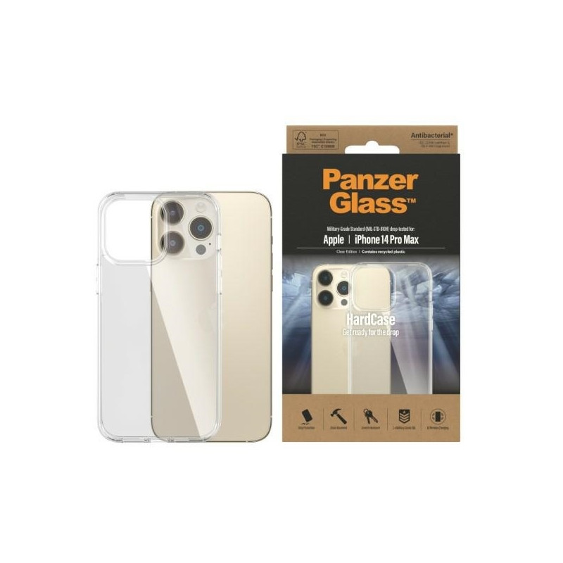 PanzerGlass HardCase antibakterinis karinio lygio sertifikuotas dėklas iPhone 14 Pro Max - skaidrus