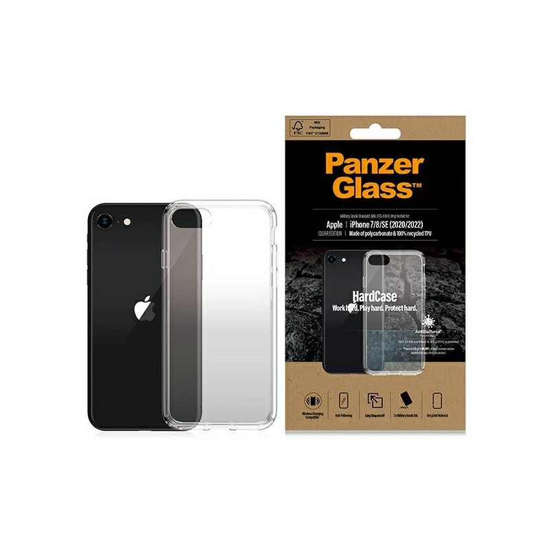 PanzerGlass HardCase antibakterinis karinio lygio sertifikuotas dėklas, skirtas iPhone SE 2022 / SE 2020 / 7 / 8 - skaid...