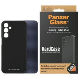 PanzerGlass kietas dėklas su D3O® Bio ir karinio lygio sertifikatu, skirtas Samsung Galaxy A25 5G – skaidrus ir juodas