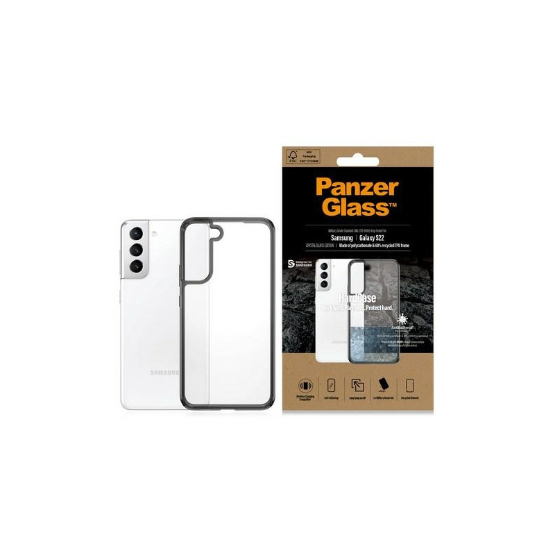 PanzerGlass HardCase antibakterinis karinio lygio sertifikuotas dėklas, skirtas Samsung Galaxy S22 - skaidrus